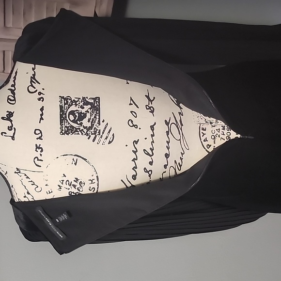 White House Black Market  Black Shiffon Sleeve Velvet Shift Dress - Picture 7 of 8